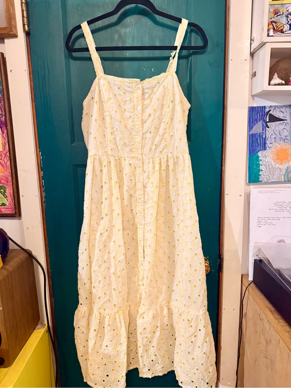 Yellow Eyelet Sundress - Lightweight Summer Dress